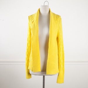 LOFT open front Yellow Cardigan Sweater cable knit